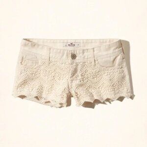 Hollister Cream Lace Denim Shorts Y2k